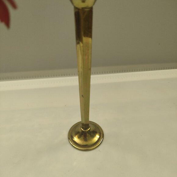 Seymour Mann 1977 Brass Metal 8.5" Red Flower Bud Vase - Picture 2 of 5